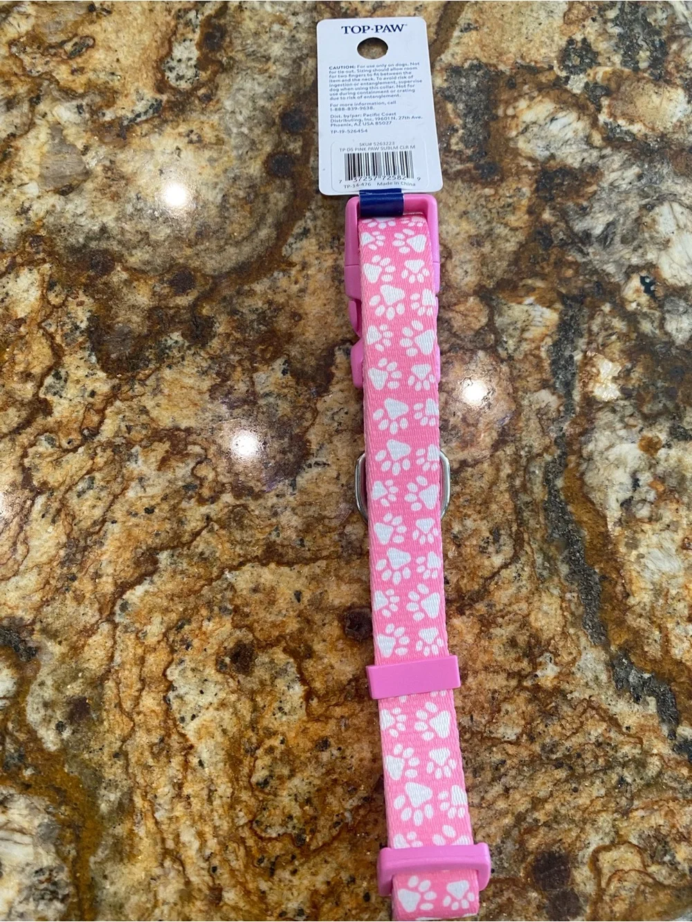 Top Paw® Paw Print Dog Collar, Pink Dog Collar, Adjustable, Comfortable, medium